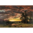 thumbnail image 2 of Bierstadt, Albert 18x14 Black Ornate Wood Framed with Double Matting Museum Art Print Titled - Evening on the Prairie, 2 of 4