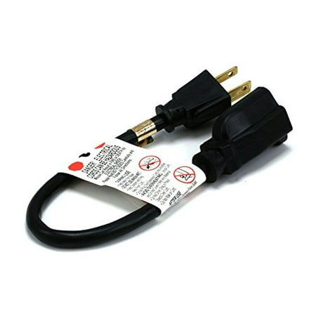 eDragon 16AWG Power Extension Cord Cable, Black 1 Feet