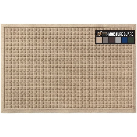 Gorilla Grip Moisture Guard Doormat, Indoor Outdoor Rubber Backed Weather Mat, 35x23, Beige