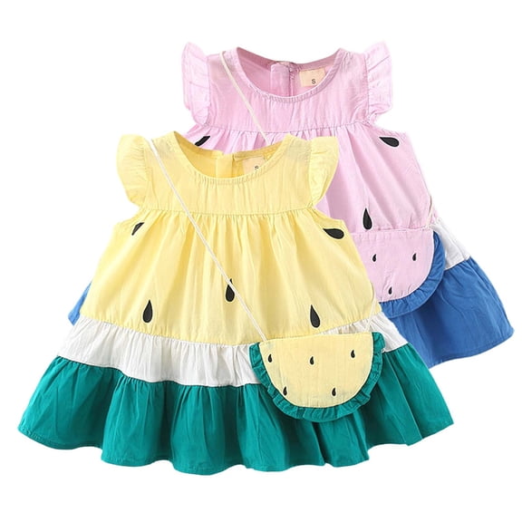 Swuxness Girl's Casual Sleeveless Ball Gown Dress, Toddler Dresses, Kids Girl Crew Neck Print Comfortable Lightweight Soft Breathable Dress Pink, 2-3 Years