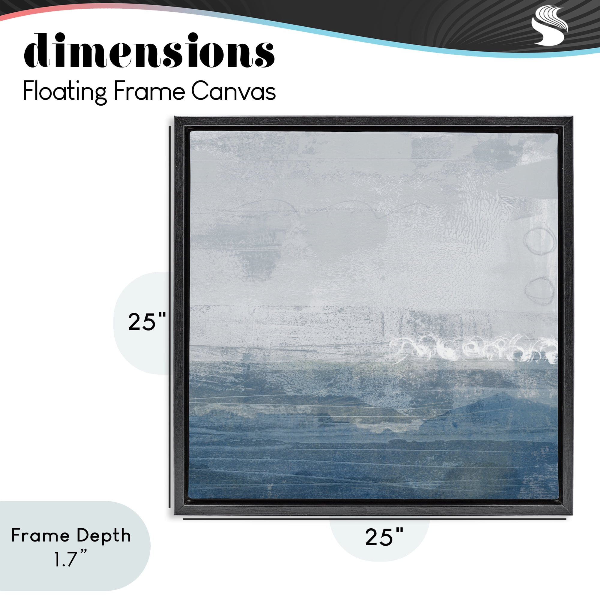 Stupell Industries Ocean Tide Abstract Black Framed Floater Canvas Wall Art, design by Dan Meneely