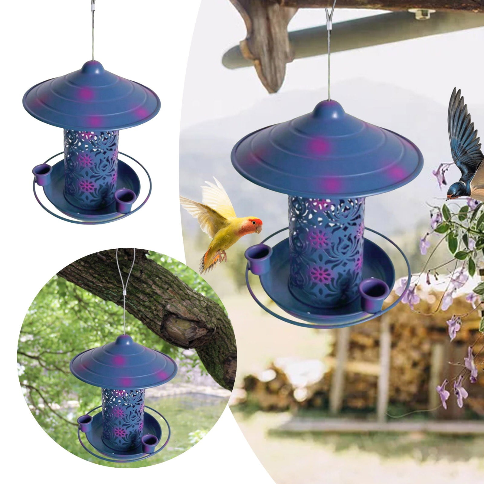 Hanging Outdoor Bird Feeder Garden Decoration Balcony Porch Backyard Patio Feeding Bowl