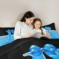 thumbnail image 5 of Castle Fairy Kids Teens Adults Personalized Initial P 3 Pieces Queen Comforter Set,Kawaii Blue Ribbon Bow Knot Ultra Soft Bedding Sets,Minimalist Polka Dots Bedding Comforter Set Breathable, 5 of 8