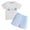 White A, variant on Bovxnpu Girls Boys Outfits Set Toddler Summer Set Print Stripe Ruffle Short Sleeve T-shirt Shorts 2 Piece Set