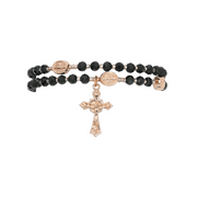 MCVAN Black Crystal Twistable Full Rosary Wrap Bracelet