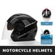 thumbnail image 5 of M Buder Casco De Motocicleta 3/4 Abierto Con Doble Visera Para Ciclomotor Cruiser Certificado De Seguridad Cascos De Moto Para Hombre Y Mujer Negro Brillante Elegante Y Resistente, 5 of 9