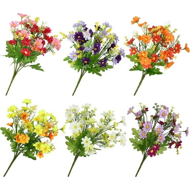 Moncolis 6Pcs Artificial Daisy Flowers Colorful Daisy Bouquet Fake Daisy Flower for Home Garden Porch Patio Table Centerpieces Vase Decor