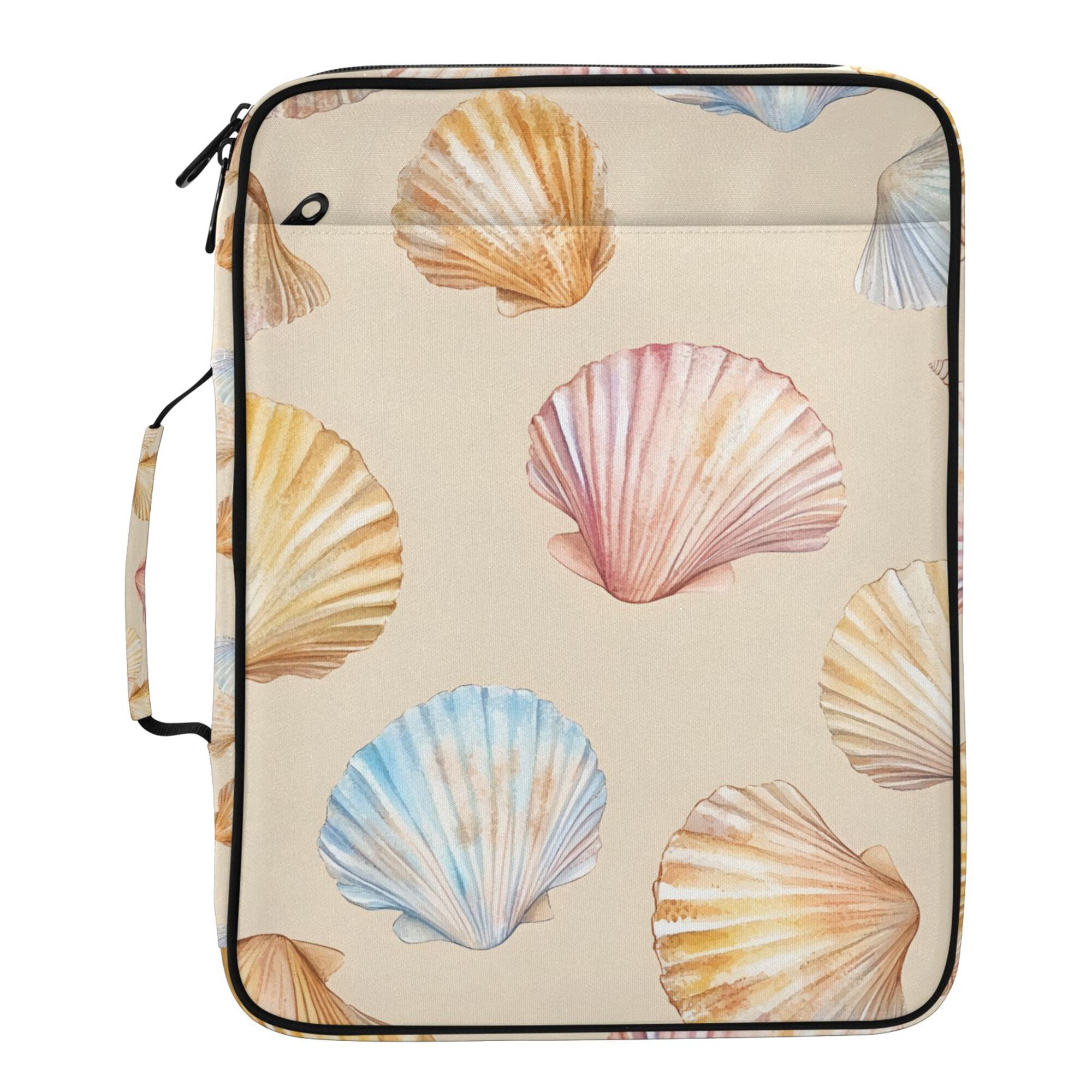 FORMRS Accordion File Folder A4 Size 7-Pocket Expanding Document Organizer Bag with 3 Ring Binder, Watercolor Seashell