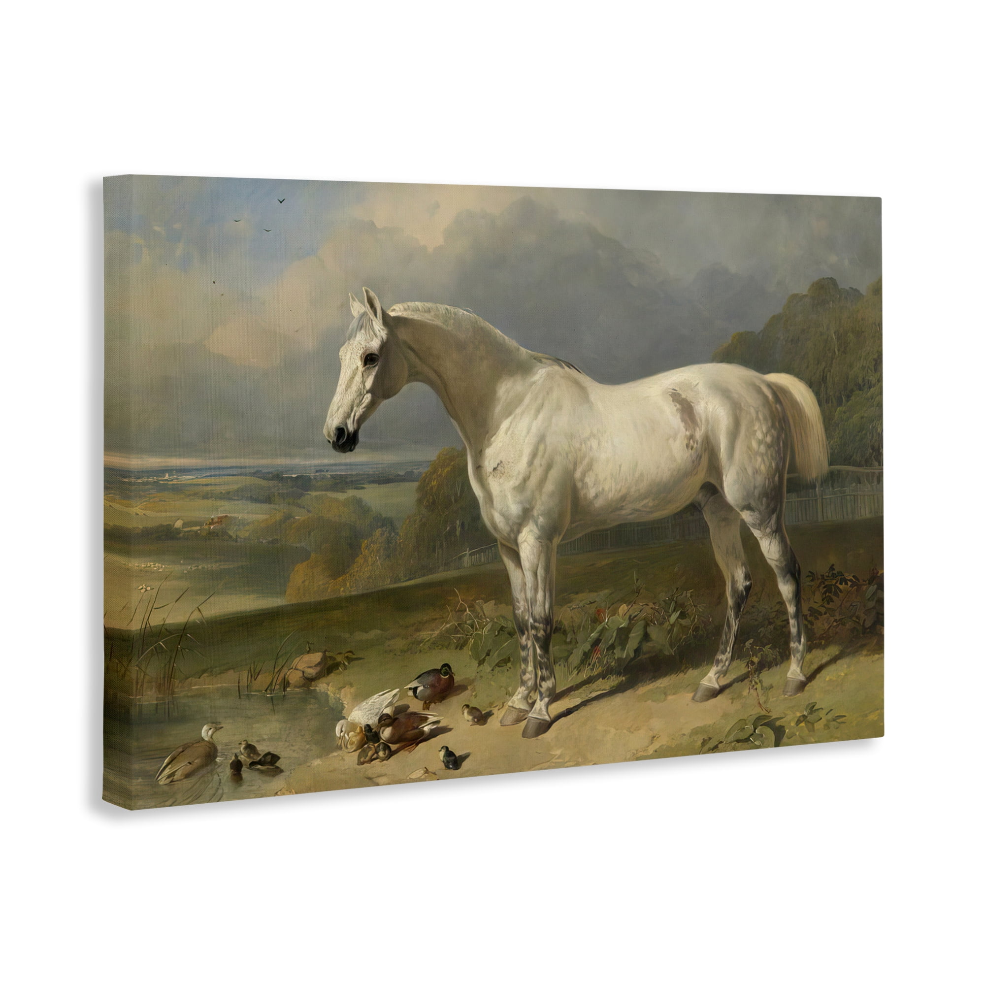 Stupell Industries Grey Horse And Ducks In Landscape Canvas Wall Art, design by Tina LeCour