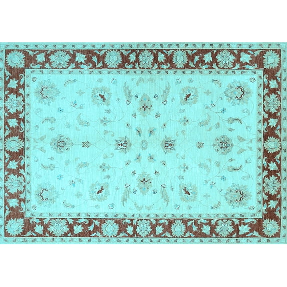 Ahgly Company Indoor Rectangle Persian Light Blue Traditional Area Rugs, 6' x 9'
