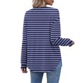 thumbnail image 6 of Womens Long Sleeve T-Shirts Long Sleeve Chest Pocket Button Henley Neck Striped Graphic Tunic Tops Loose Casual Tees (L, Dark Blue), 6 of 7