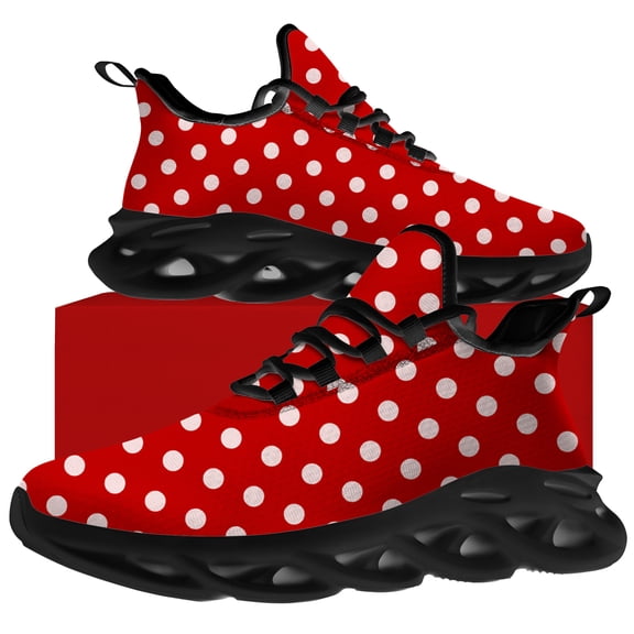 Uminder Womens Running Shoes Polka Dot Sneakers Black Shoes Size 6