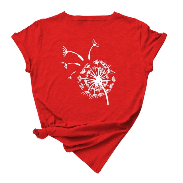 Ketyyh-chn99 Vêtements pour Femmes Mode Tendance Ample Mignon Été Manches Courtes Tunique Décontractée Hauts Confortables Col Rond Ample Rouge,m
