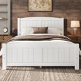 thumbnail image 4 of ChenyueFurn Full Size Platform Bed, Solid Wood Frame with Support Slats,White, 4 of 10