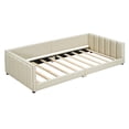 thumbnail image 6 of MODERNLUXE Queen Size Upholstered Grounded Platform Bed with Twin XL Bed,Extra Large Floor Bed Frame for Family,Beige, 6 of 7