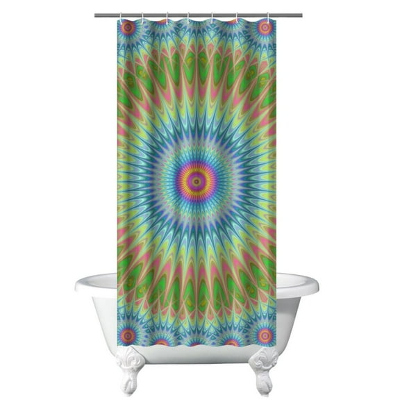 Boho Aesthetic Shower Curtain 36x72, Quick-Drying Polyester with Plastic Rings, Yellow Daisy Bloom for Vintage Bathroom Style