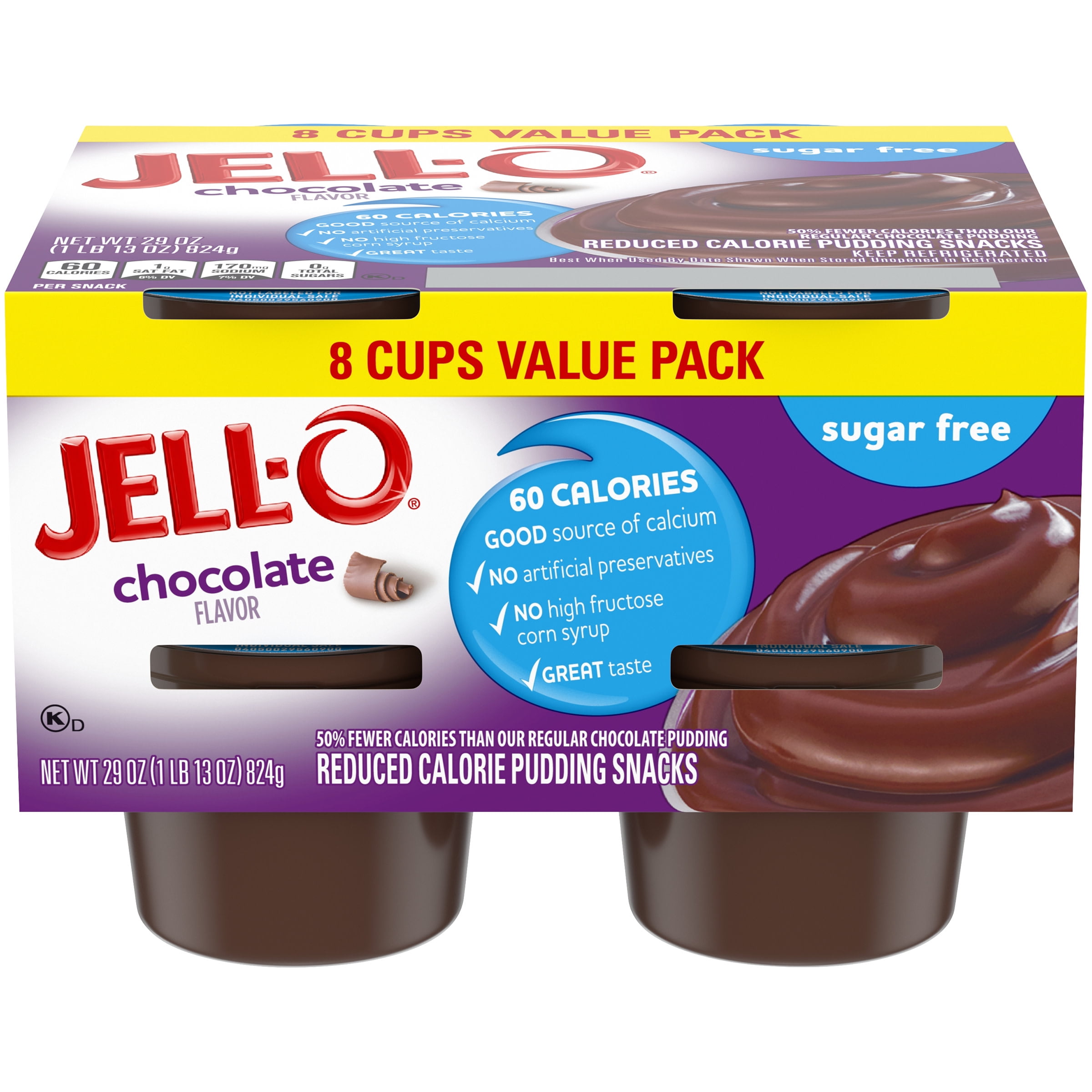 JellO Chocolate Sugar Free ReadytoEat Pudding Cups Snack Value Pack