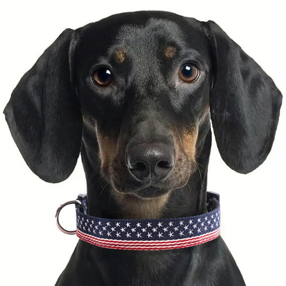 Flag Dog Independence Day Heavy Duty Adjustable Soft Pet Collar For All Breed Sizes