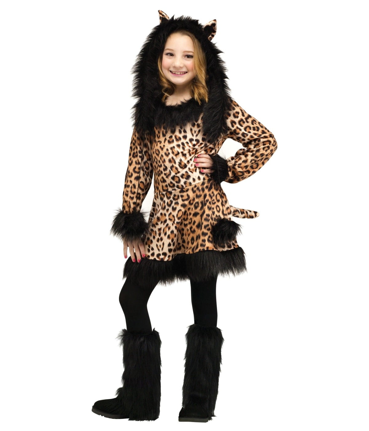 Girls Leopard Costume Cat Fancy Dress Animal Outfit Disney Kids Age 4-12 NEW