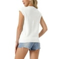 thumbnail image 3 of INSPIRE CHIC Women's Cap Sleeve Tops Summer Crew Neck Shirt Lightweight Crochet Knit Sweater S White, 3 of 6