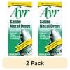 (2 pack) Ayr Saline Nasal Drops, Cold/Flu, Allergy, Dry Nasal Passages Relief, Moisturizes & Soothes Dry Stuffy Noses, 1.69 fl oz
