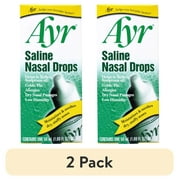 (2 pack) Ayr Saline Nasal Drops, Cold/Flu, Allergy, Dry Nasal Passages Relief, Moisturizes & Soothes Dry Stuffy Noses, 1.69 fl oz