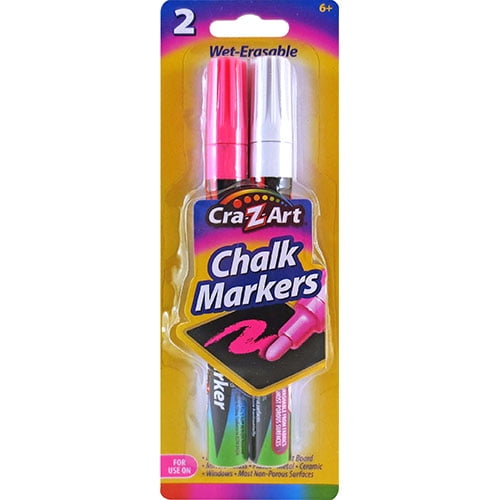 CraZArt Chalk Markers, Pink and White, 2 Count