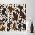 thumbnail image 2 of Milk Cow Print Shower Curtain, Brown Cowhide Funny Farm Animal Skin Milk Cow Print Vintage Western Rustic Farmhouse Creative Fabric Bathroom Decor Sets with Hooks, 2 of 3