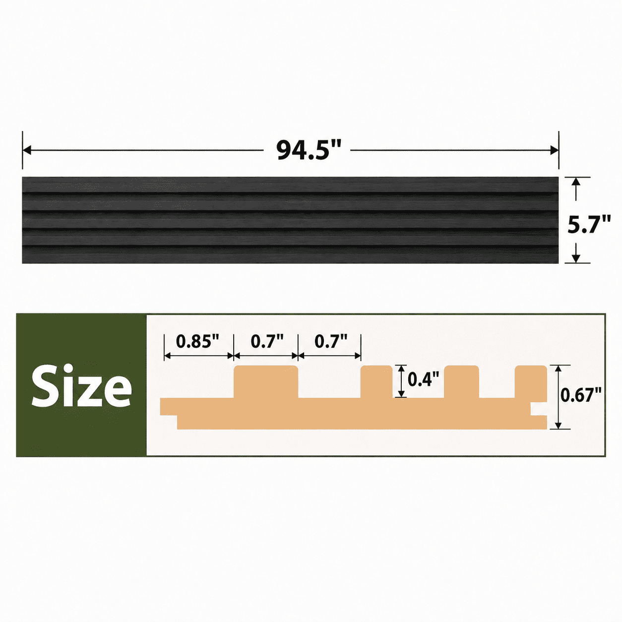 Yeslife 6-Piece 94.49'' x 5.7''x 0.67'' Solid Wood Slat Wall Panels for Interior and Ceiling Decor,22.44 Sq.ft/Case,Black Walnut