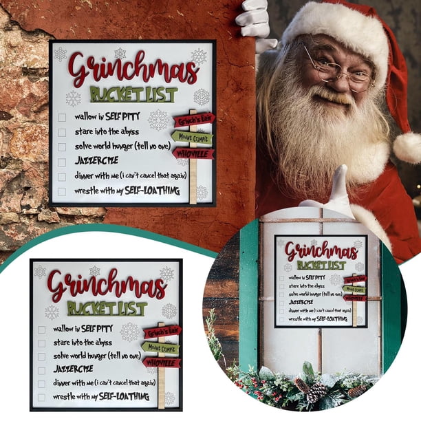 Fiudx Letrero Navideño para Puerta, Decoración Navideña de Madera, Diseño Redondo de Eslogan de Bienvenida, Decoración Versátil para Puerta de Entrada, Saludo Navideño Festivo, Fácil de Colgar, Tamañ