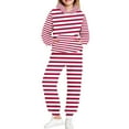 thumbnail image 4 of Sweatsuits Kids 2 Piece Joggers Set Cozy Hoodie and Pants with Pockets Fashion Casual Sportswear Boys Girls 4-15Y (12-13 Years, Red|Stripes), 4 of 6