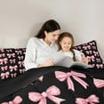 thumbnail image 6 of Feelyou Black Pink Bow Full Size Comforter Sets, Dreamy Princess Butterfly Knot Bedding Comforter Set, Teens Kids Girls Women Reversible Bedding Sets, Super Cozy Room Decor, 3-Piece, 6 of 9