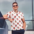 thumbnail image 3 of Kdxio Hand Drawn Strawberry Print Men's Short Sleeve Polo Shirt,Midweight Men's Shirt, 3 of 6