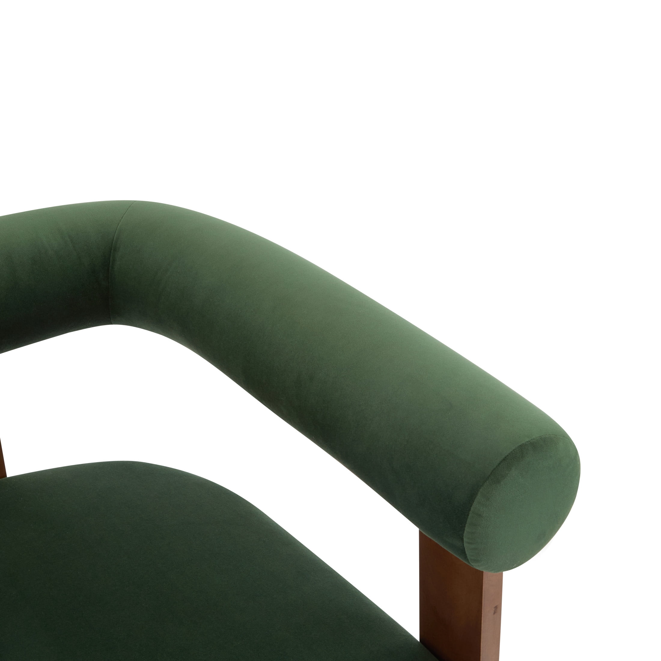 Ralis Modern Upholstered Velvet Accent Arm Chair, Wood, Green + Walnut