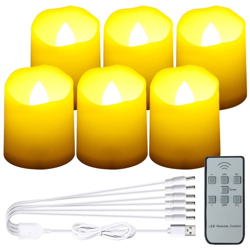 LED Tea Lights Rechargeable Candles with USB Charging Cable 6 PCS Votive Tea Li 