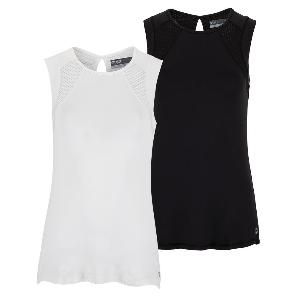 Lija Women`s Prime Tennis Tank Heather Grey and Aqua
