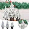 thumbnail image 2 of Vintage Ornament Set Vintage Christmas Ornament Strength Ornament Special Christmas Ornament Sparkly Ornament Snow Tabletop Christmas Trees Snow Flocked Mini Tabletop Trees With Wooden Base Desk, 2 of 3
