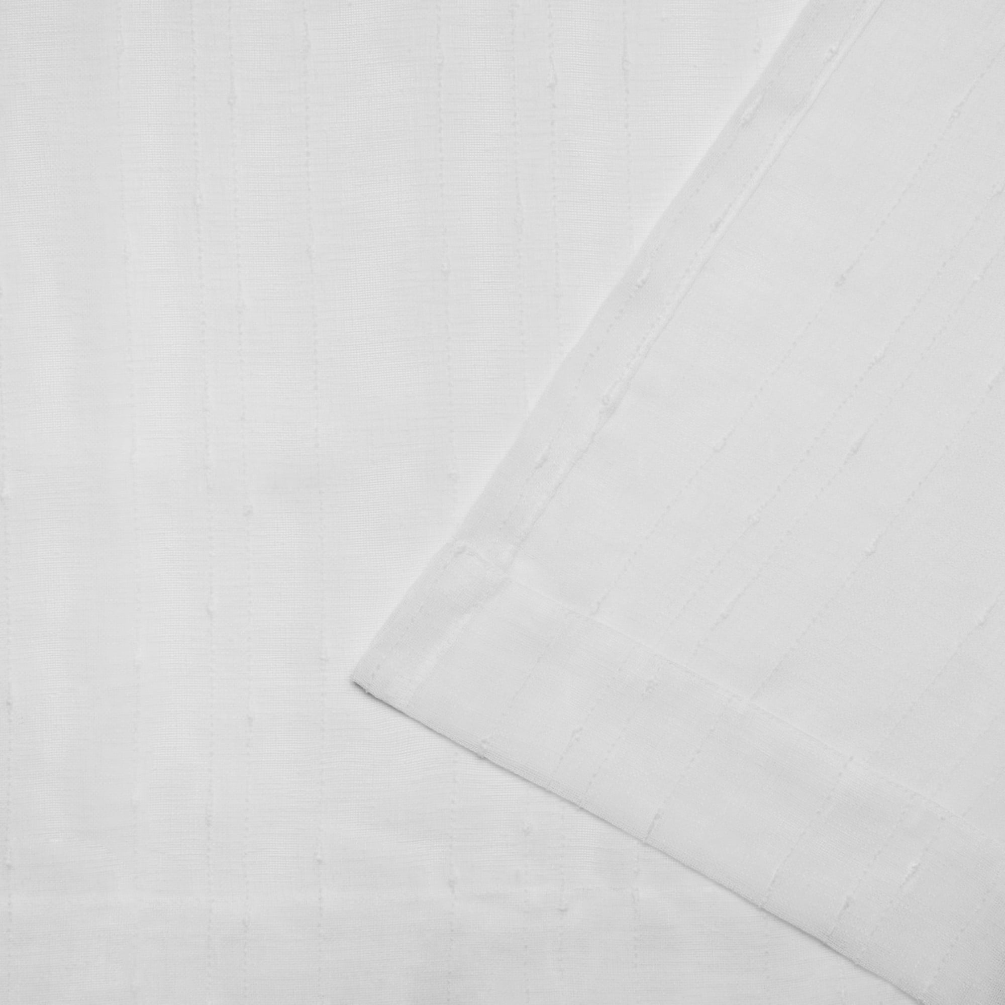 Exclusive Home Itaji Linen-Like Embellished Slub Sheer Rod Pocket Top Curtain Panel Pair, 54"x84", White