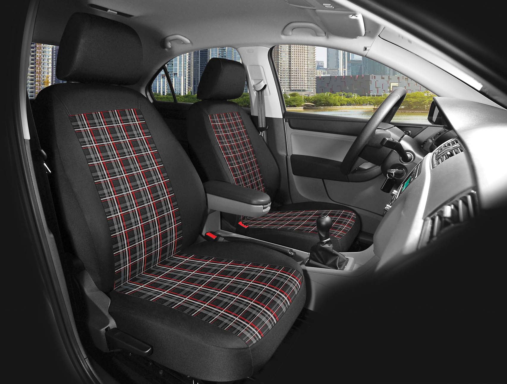 Auto Drive Plaid Polyester Car Seat Cover, 2-Pack, 22238, Fits Most Vehicles