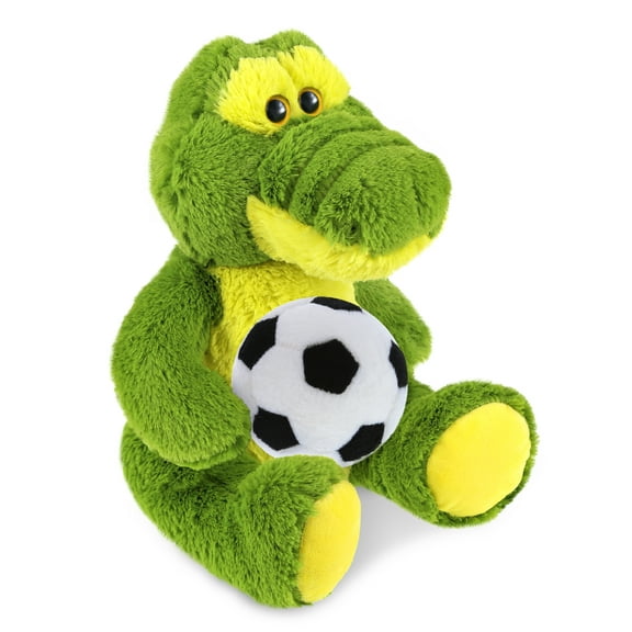 DolliBu Sitting Green Alligator Stuffed Animal with Soccer Ball Plush - Soft Huggable Alligator Playtime Plush Toy, Cute Wildlife Gift, Super Soft Plush Doll Animal Toy for Kids and Adults - 10 Inches