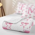 thumbnail image 4 of Manfei Pink Ribbon Bowknot Twin Quilt Set For Girls,Cartoon 3D Letter M Personalized Twin Coverlet Set For Kids,2-Piece, 4 of 7