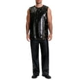 thumbnail image 2 of Camiseta sin mangas INSPIRE CHIC para hombres con cuello redondo, disco metálico brillante, camiseta de fiesta XL negra, 2 of 5