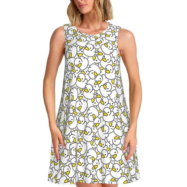Balery Ducky Vestidos de verano para mujer con estampado: vestido holgado sin mangas, vestido playero informal y cómodo para días calurosos.