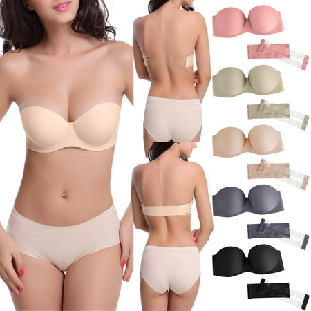 Fesfesfes Women Strapless Bras Gathering Invisible Bra Young Women Underwear Sets Seamless Bra Underwear