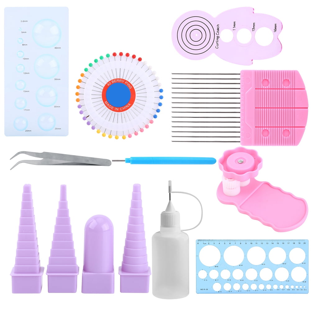 Width 3mm with Glue Juya Paper Quilling Kit with Pink Tools 960 Strips Board Mould Crimper Coach Comb