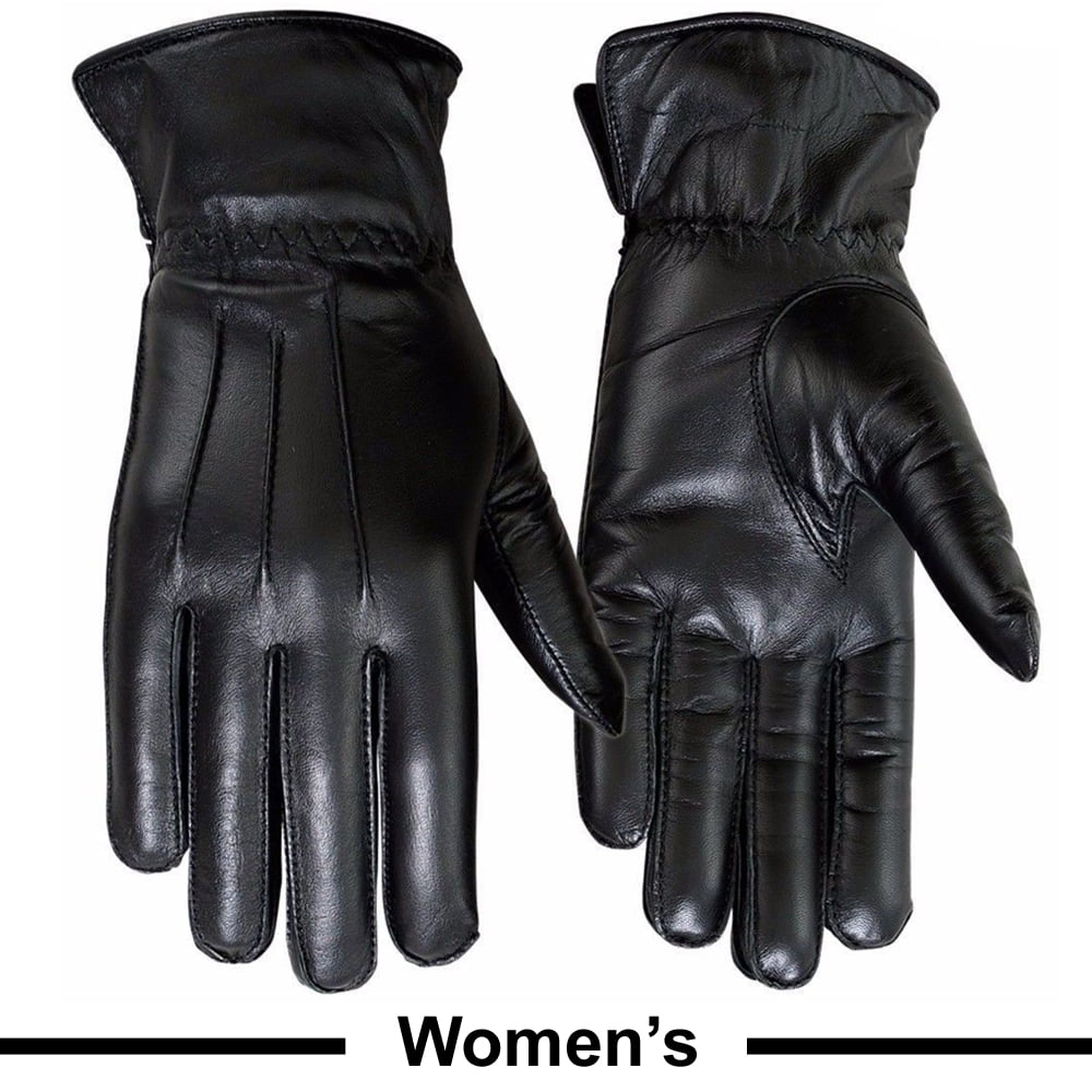 New Women's Black Winter Warm Genuine Leather Gloves Thermal Insulation Lambskin 