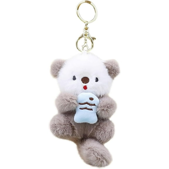 Cute Otter Plush Keychain Charm for Bags & Backpacks – 2025 New Soft Stuffed Animal Bag Charm, Adorable Key Ring Gift for Otter Lovers