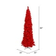 thumbnail image 2 of Vickerman 7.5' Flocked Red Pencil Fir Artificial Christmas Tree, Red Dura-lit Lights - Snow Covered Faux Tree - Seasonal Indoor Home Decor, 2 of 3