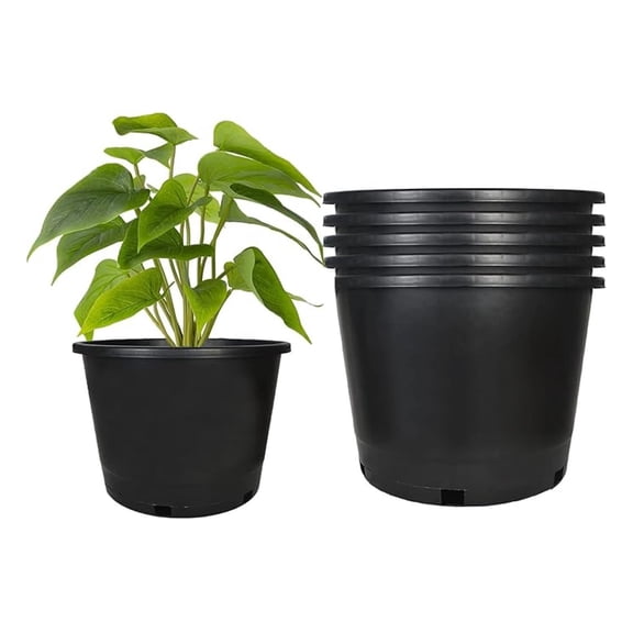 5-Pack 10 Gallon Premium Black Nursery Pot Plant Container Garden Planter Pots (10 Gallon)