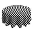 thumbnail image 4 of Black and White Small Checkered Pattern Round Tablecloth 60"x60",Wrinkle Wipeable Table Cloth for Kitchen Dining Room Picnic Patio Party, 4 of 6